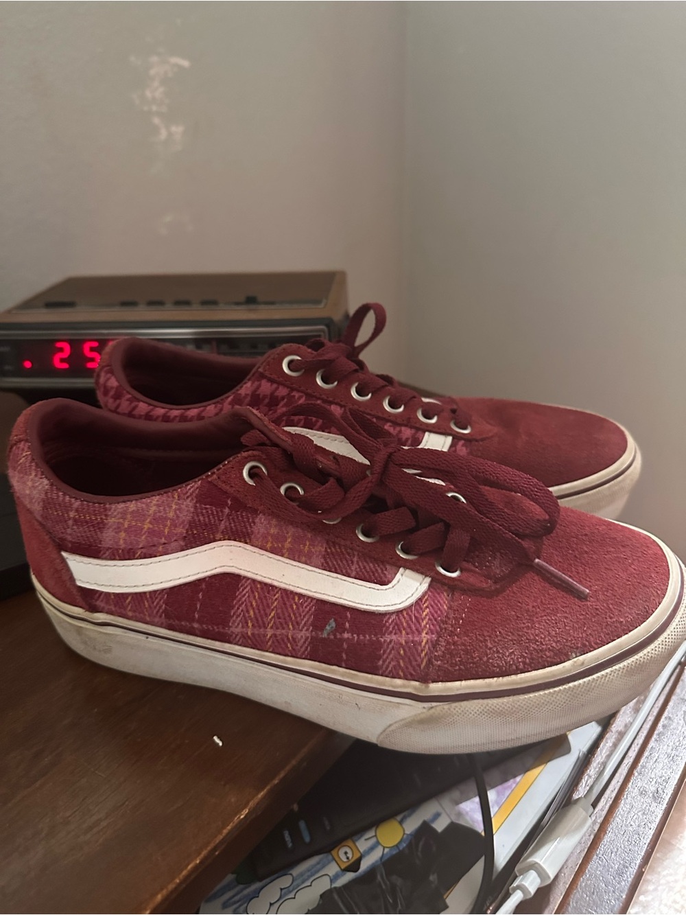 Vans Burgundy Low-Top Sneakers with White Accent